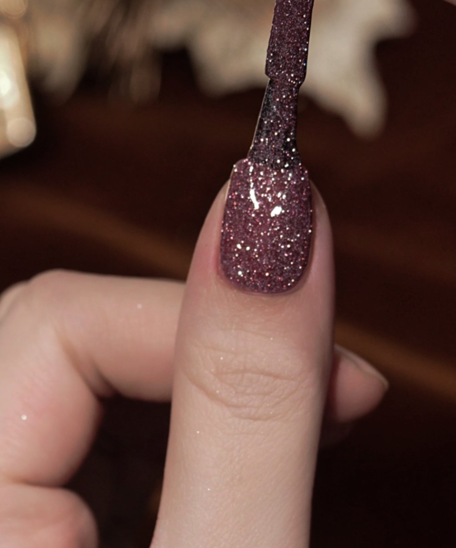 【当日発送】水光ネイルローズレッドワンカラーラメスクエアネイルチップ