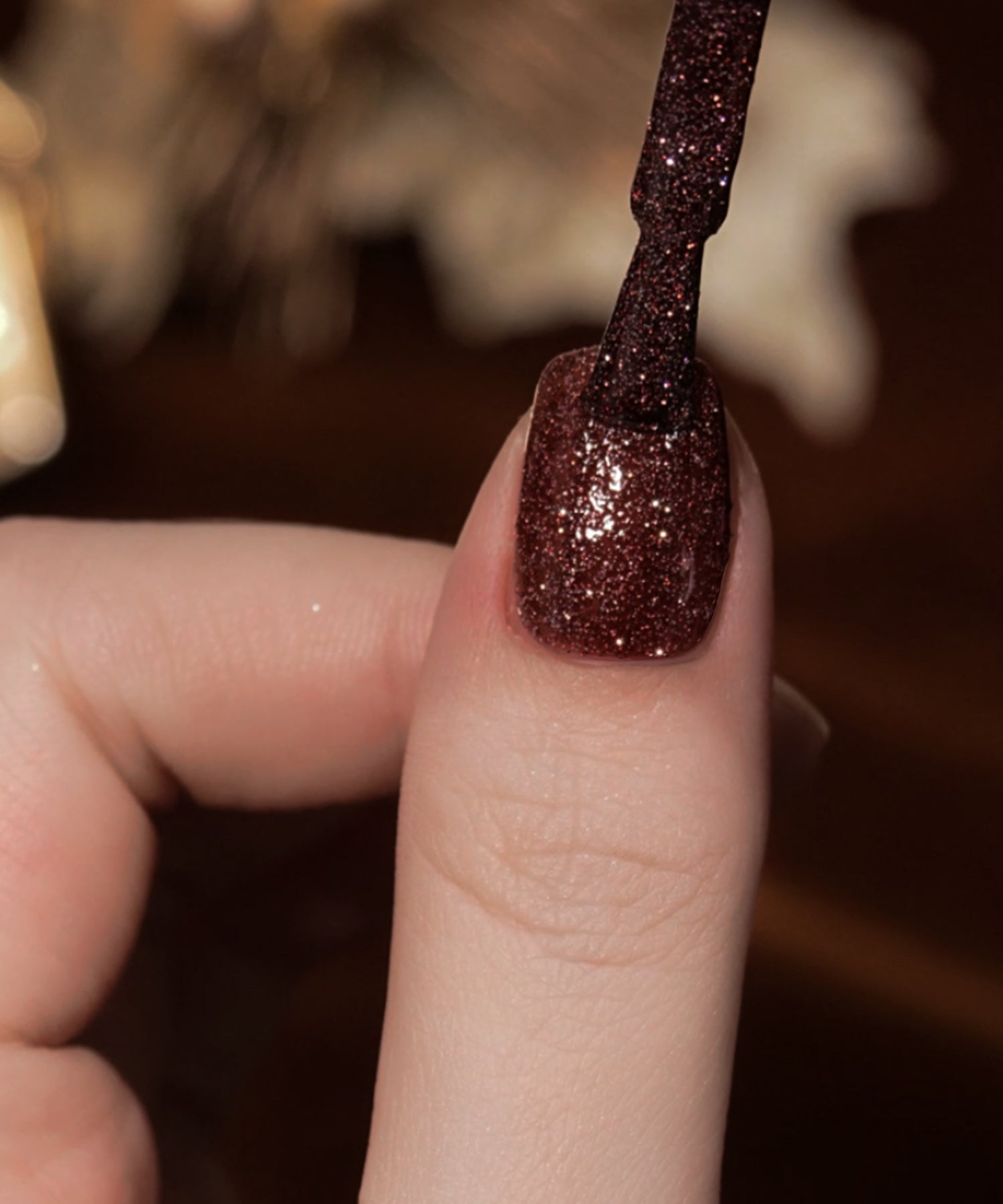 【当日発送】水光ネイルダークレッドワンカラーラメスクエアネイルチップ