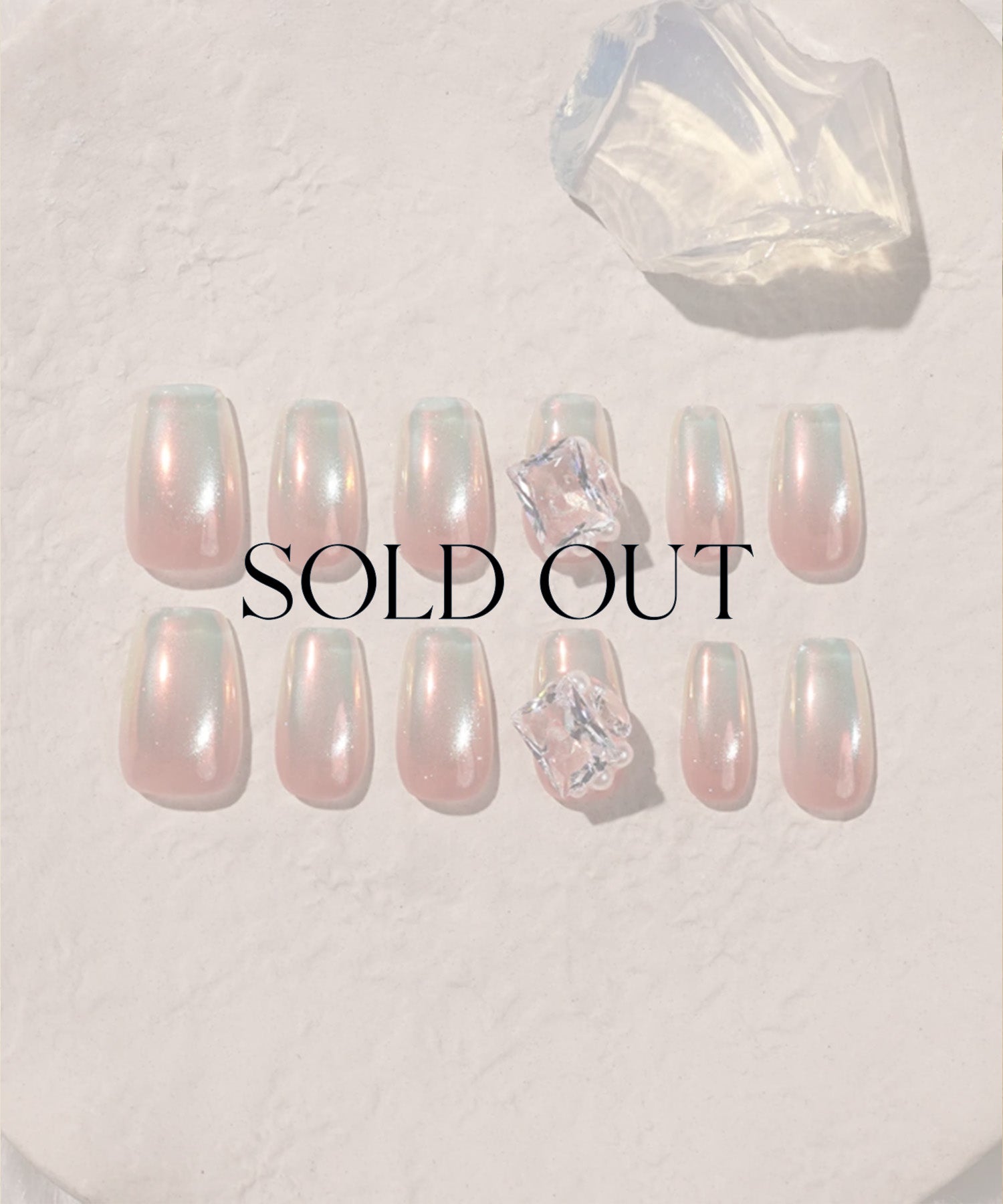【SOLD OUT】3D水光ネイル2WAYピンクブルーオーロラミラーマグネットクリアVカットスクエアネイルチップ