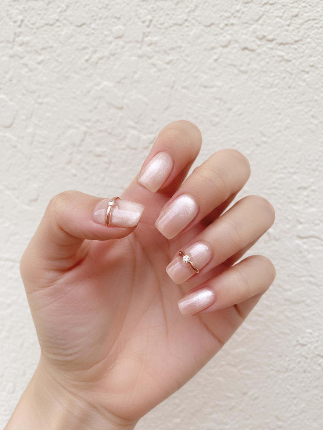 【当日発送】水光ネイルリングネイルシアーコーラルピンクマグネットスクエアネイルチップ